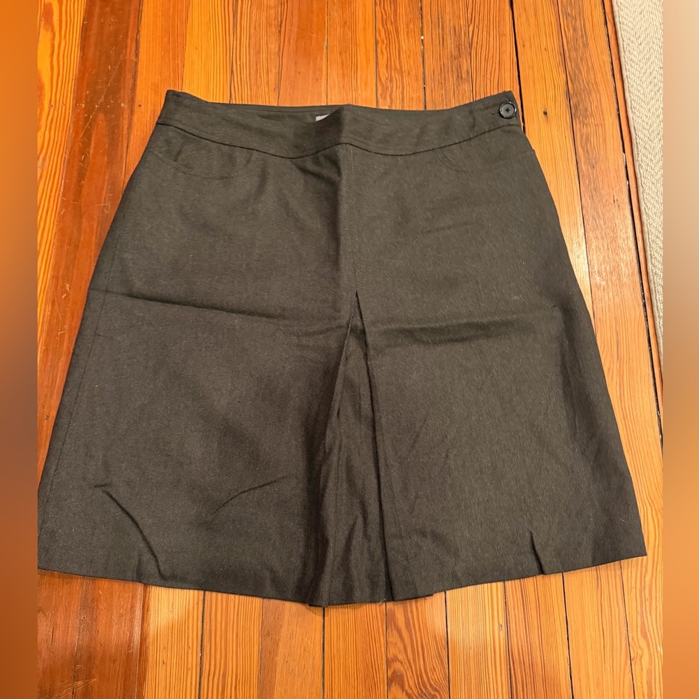 Ann Taylor Dark Grey Skirt with Subtle Front Pleat